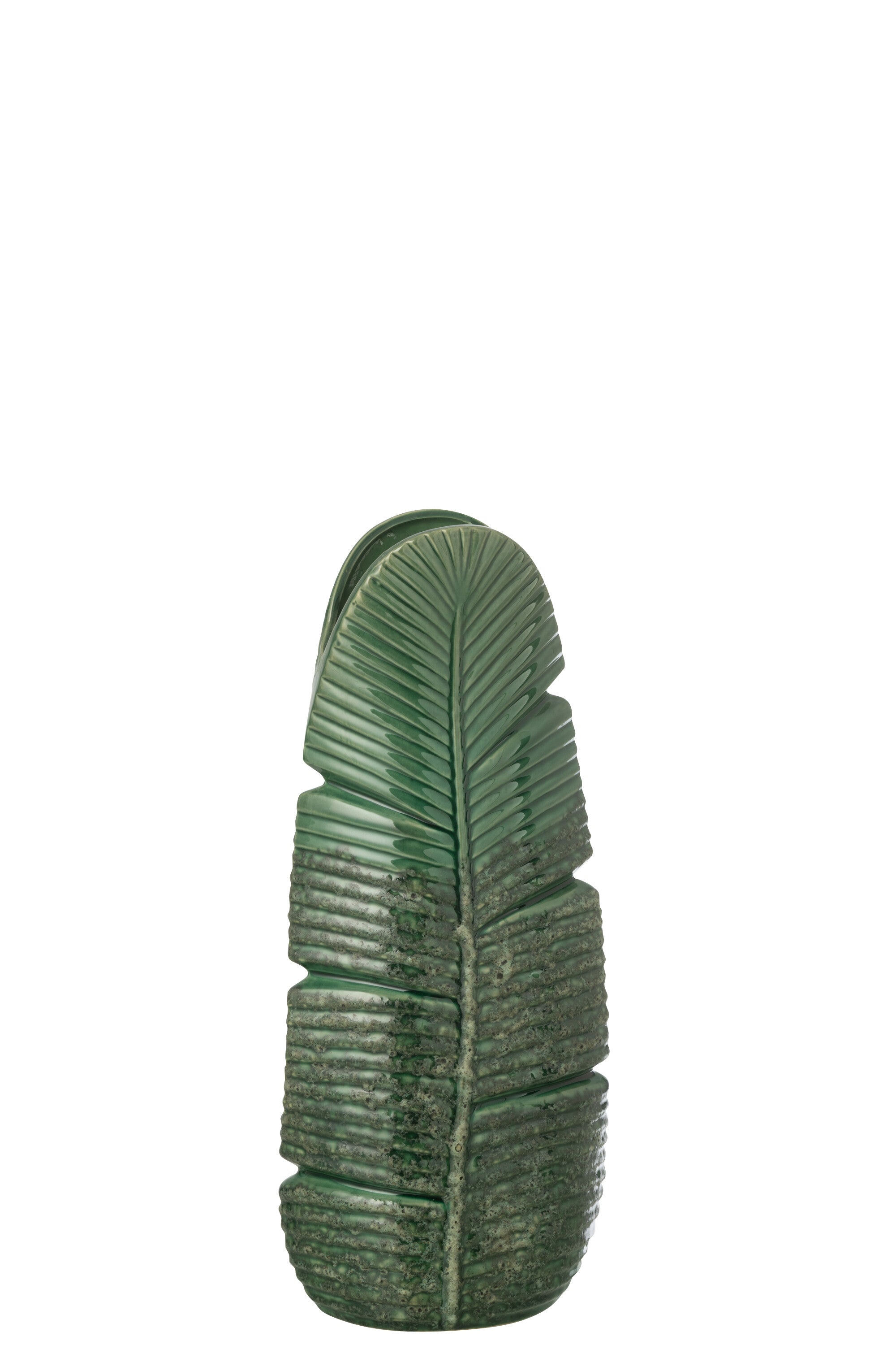J-Line vaas Blad - steengoed - groen - small