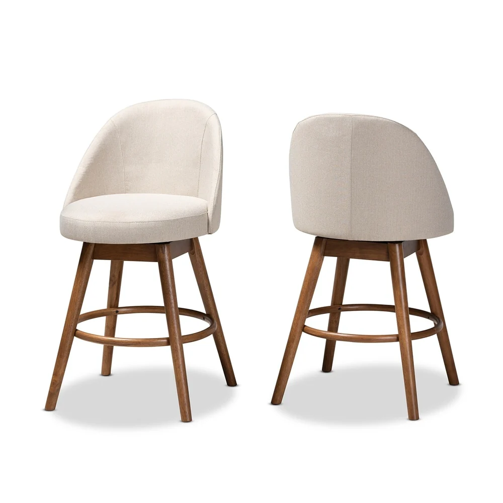 Mid-Century Modern Swivel 2-Piece Counter Stool Set