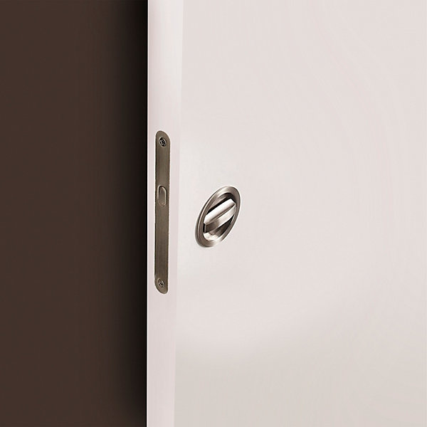 Emuca Kit de Loqueteaux avec pêne rond pour porte coulissante, diamètre 57mm, Acier, Peint en noir