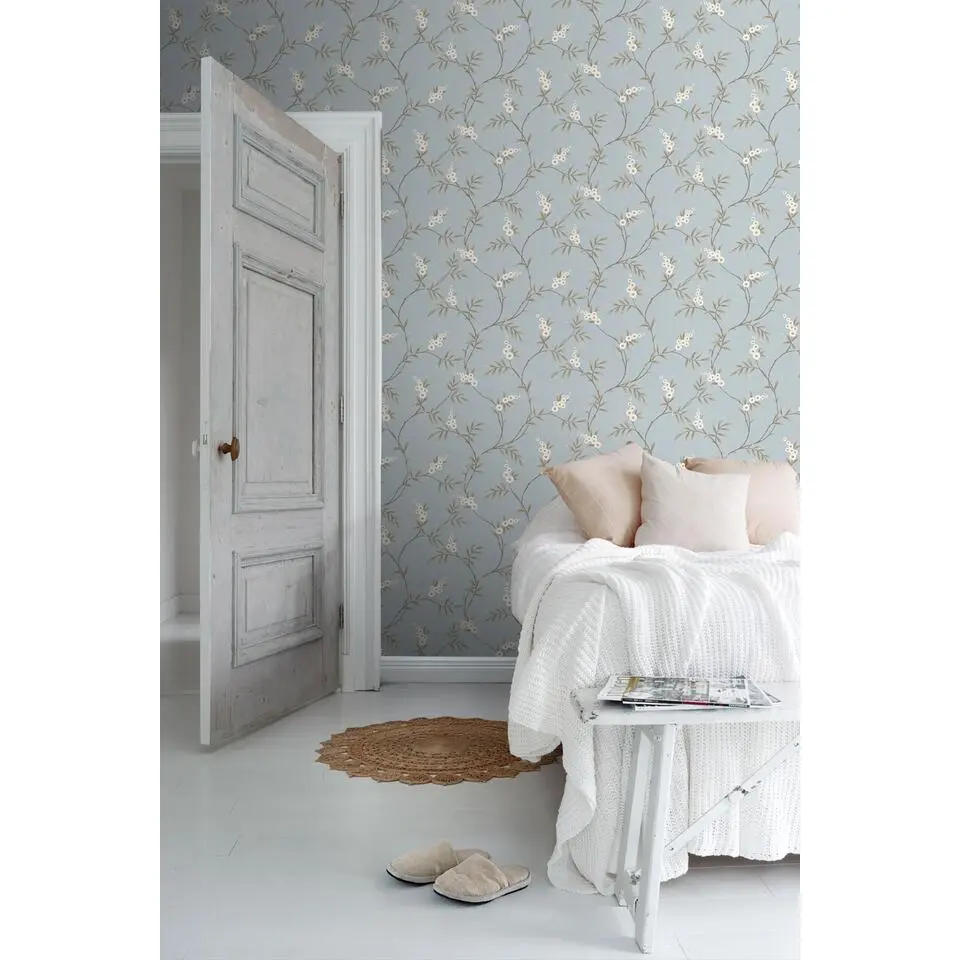 Borastapeter behang bloemen blauw - 53 cm x 10.05 m