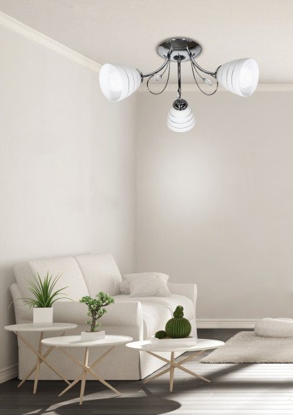 Lampa sufitowa chromowana biała SIMPLI 3xE27x40W wym: 23x54x54 cm Candellux