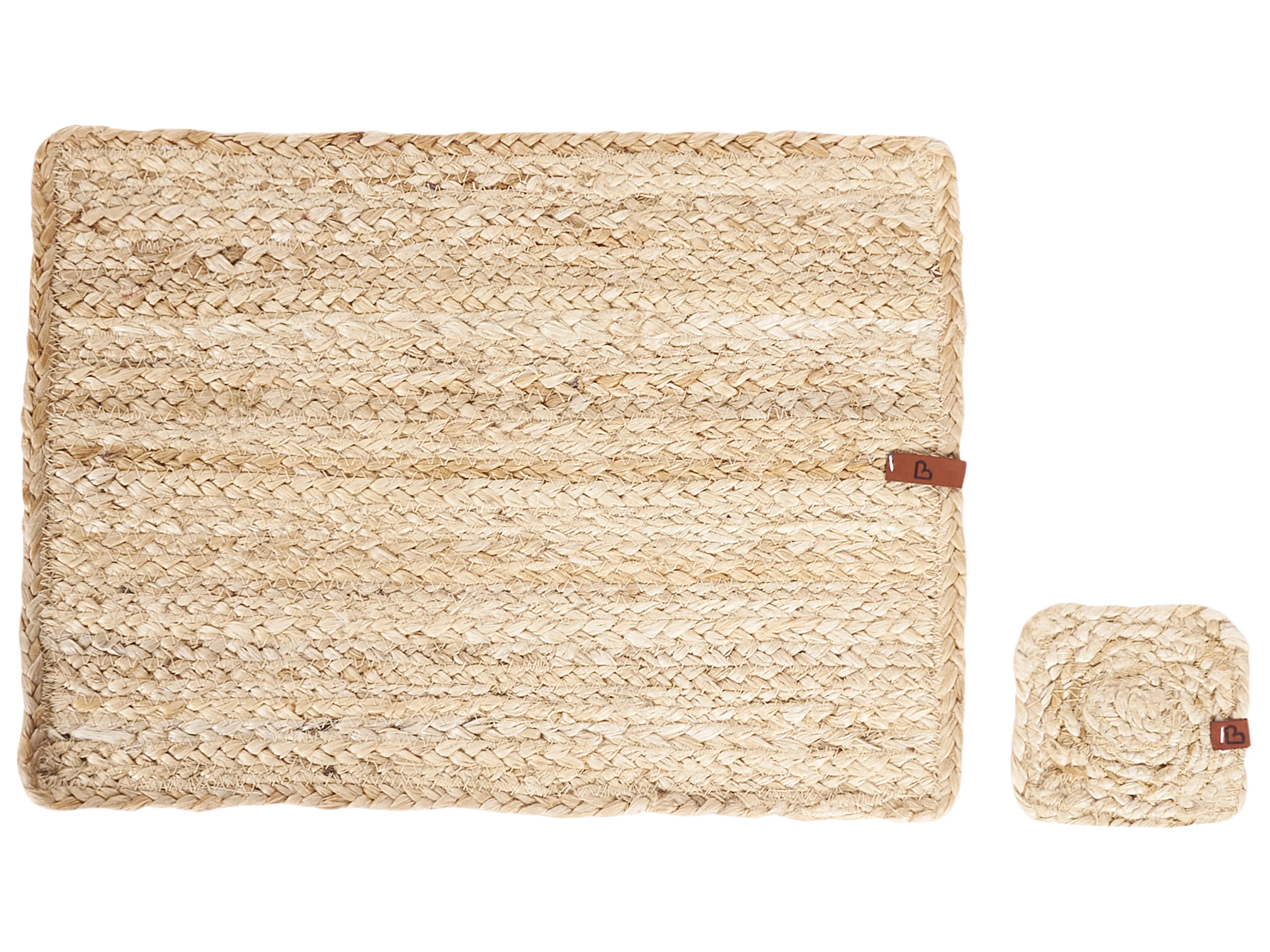 12 Piece Placemats and Coasters Set QUANDONG Jute Natural