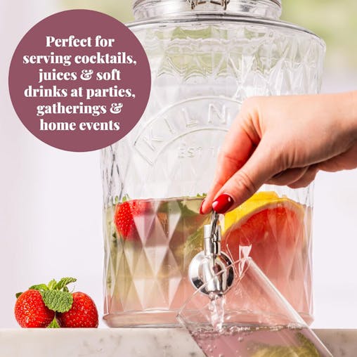 Kilner Diamond Drink Dispenser with Stainless Steel Tap 5L | Set of 2