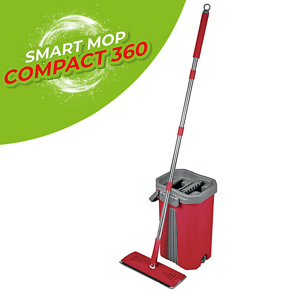 Balai serpillère Smart Mop 360 tête extra large pivotante   Seau 2 compartiments   2 lingettes microfibre Passat
