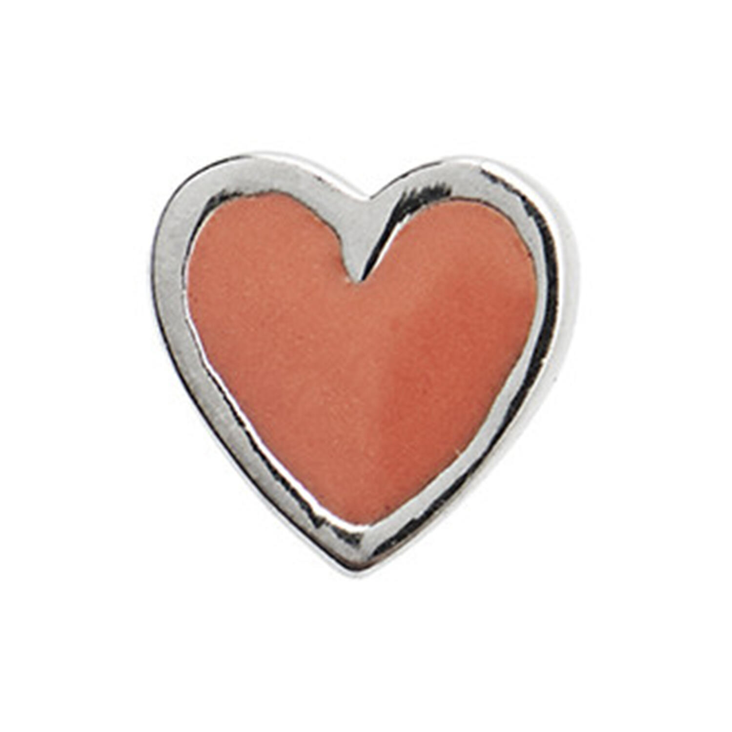 Petit Love Heart Coral Enamel Single, silver