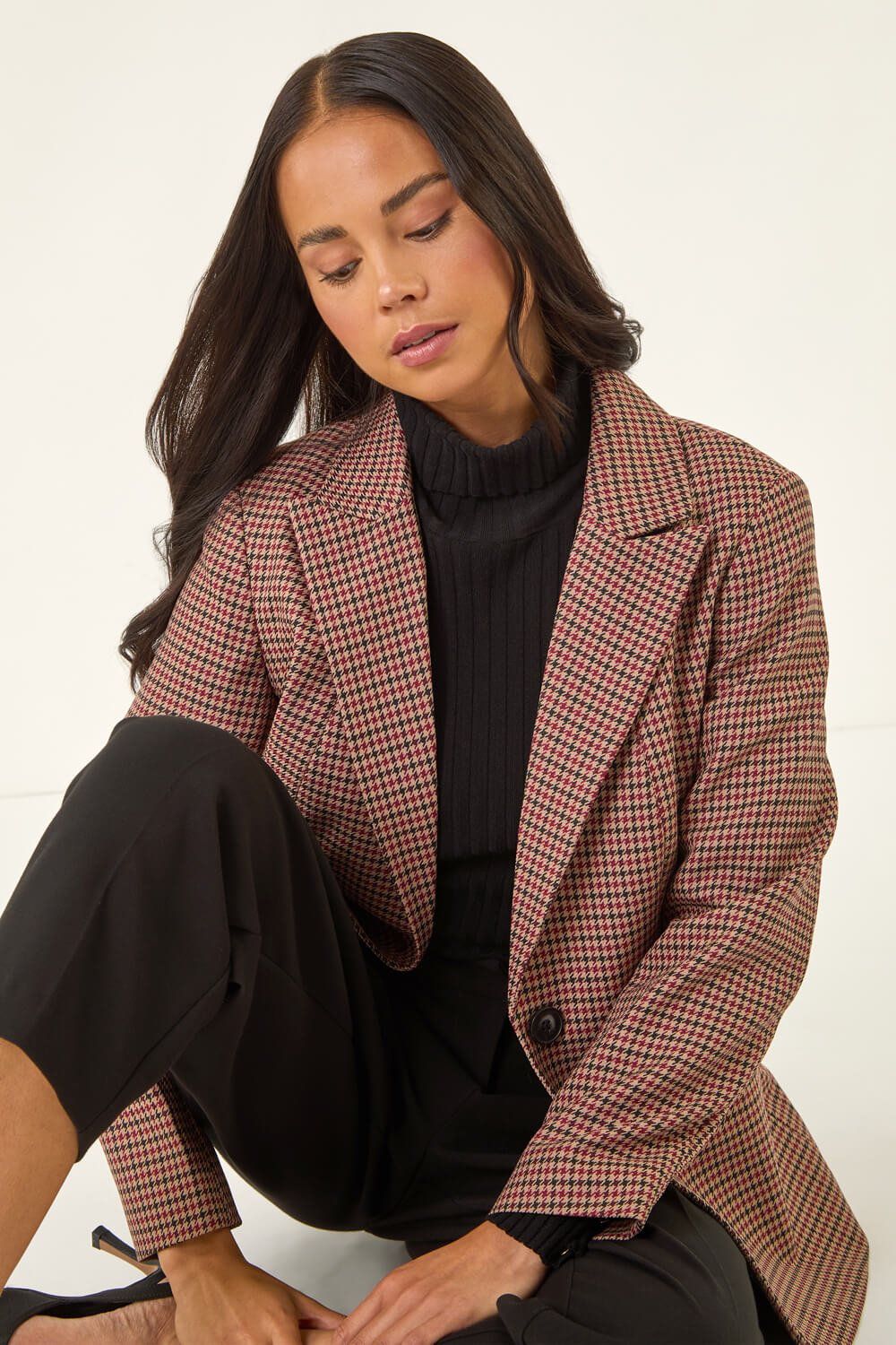 Roman Petite Houndstooth Blazer