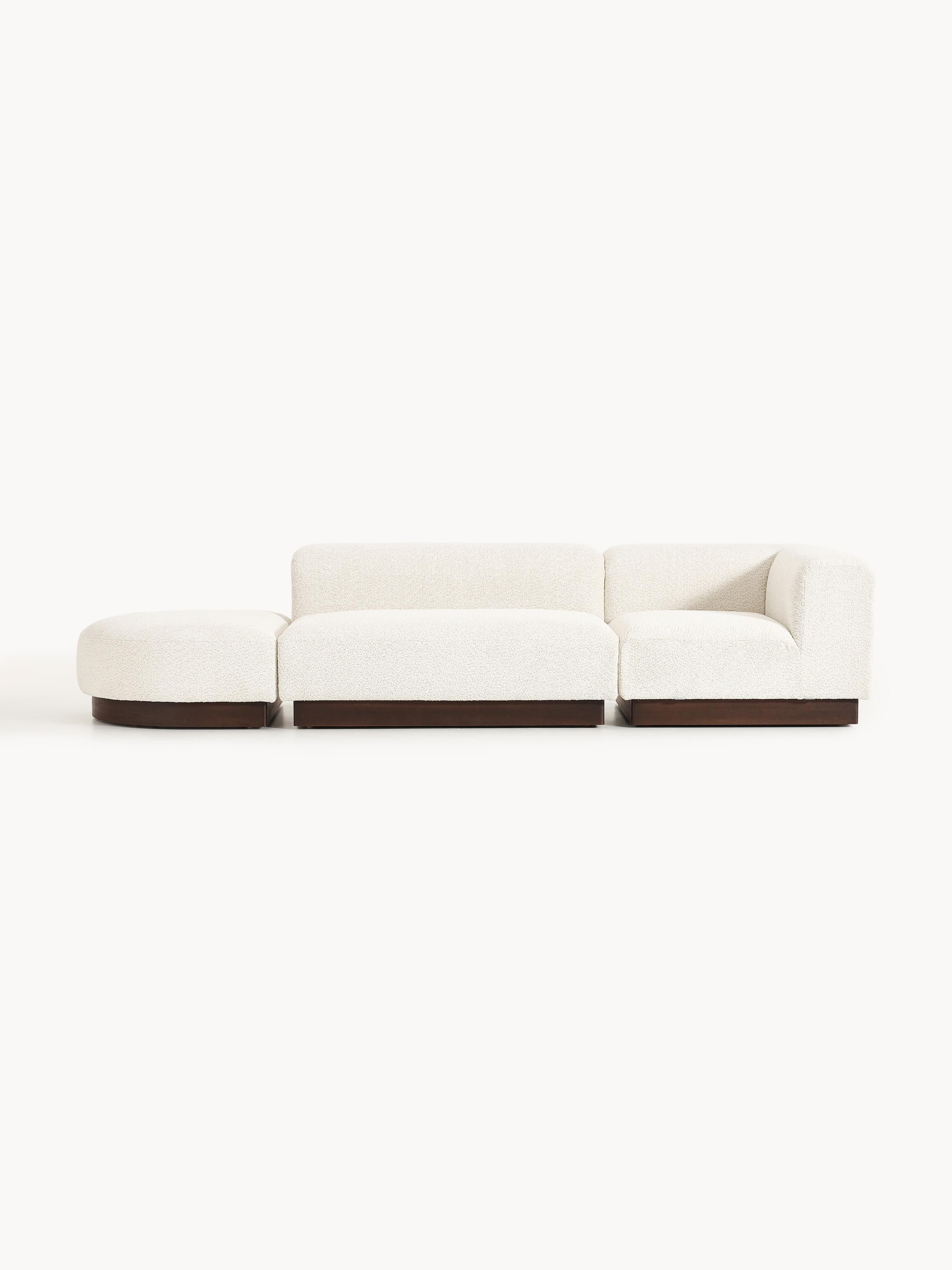 Modulare Ottomane Natalie aus Teddy-Bouclé mit Hocker (links/rechts)