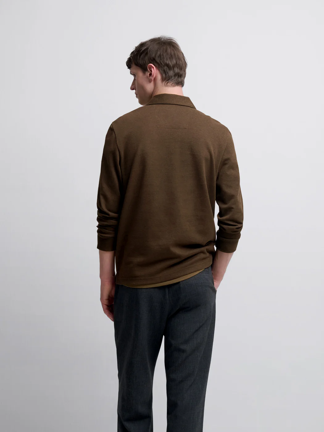 Polo manches longues col ouvert