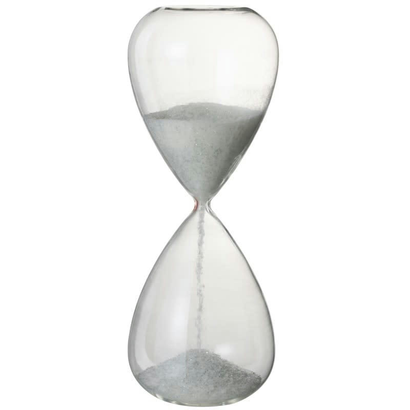 PERLES - Sablier verre blanc H40cm