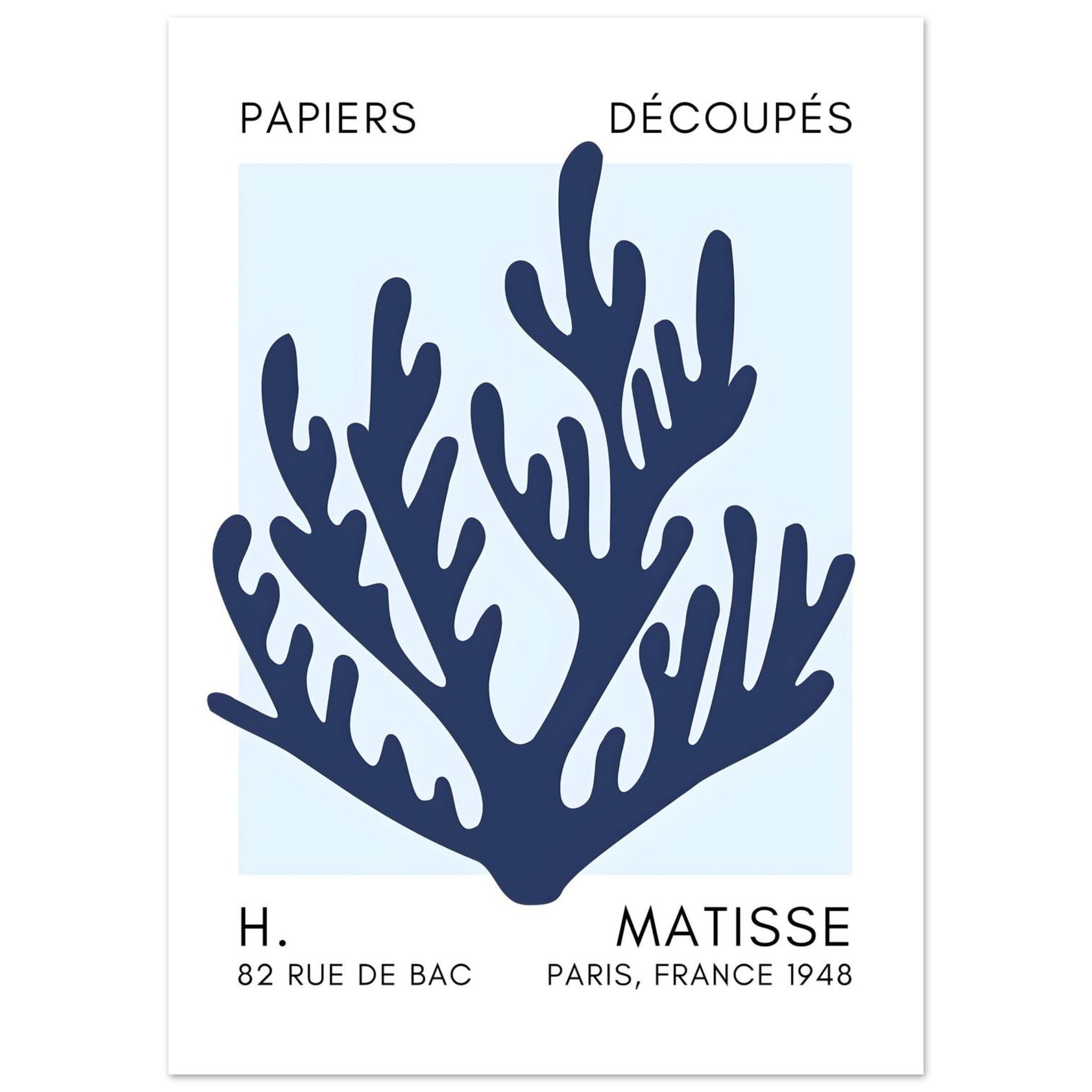 Artfulprints Poster Matisse – Coral harmony navy blue I  - 50x70 cm - Blauw