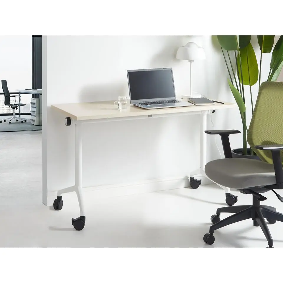 CAVI - Bureau verstelbaar - Lichtbruin/Wit - 120 x 60 cm - Metaal