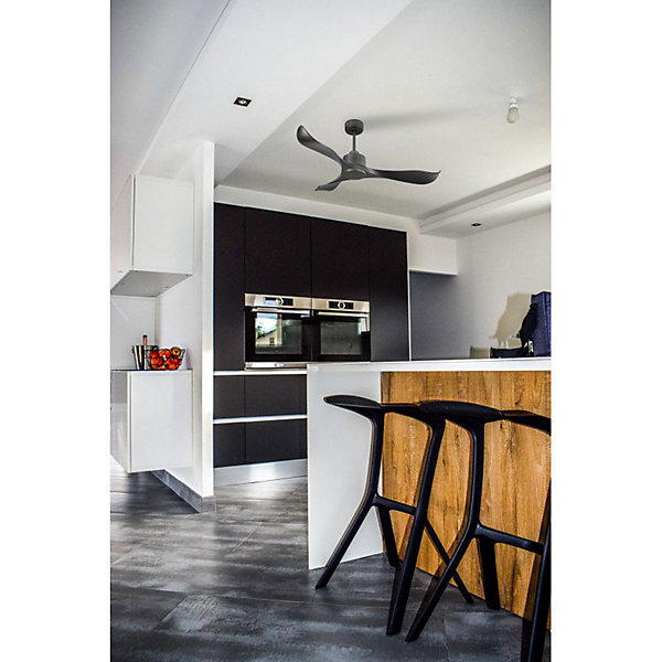 Modulo de KlassFan - Ventilateur de plafond DC sans Lumière Noir et gris basalte, thermostat idéal pour 21 à 25 m²