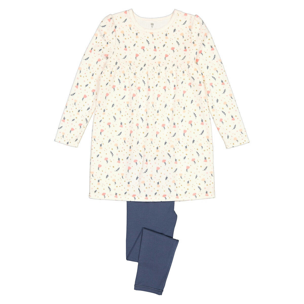 Pyjama chemise de nuit en velours imprimé fleurs