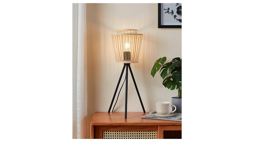 Lampa stołowa Hykeham drewniana beżowa