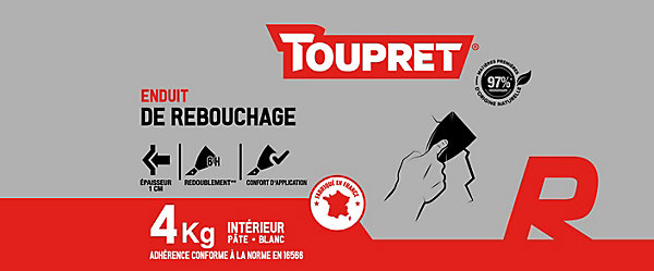 Enduit de rebouchage en pate 4Kg Toupret