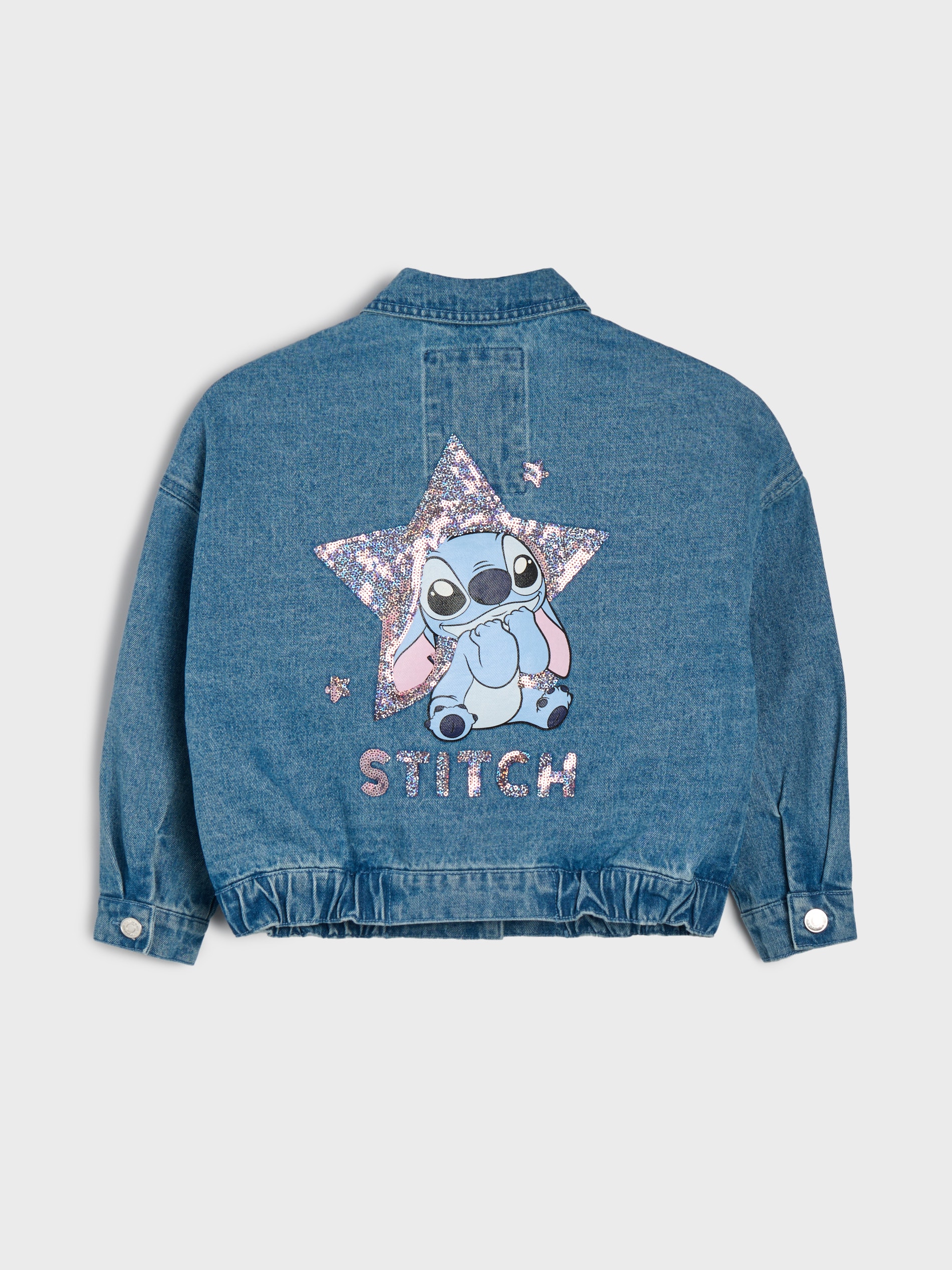 Jeansowa kurtka katana z efektem sprania Stitch