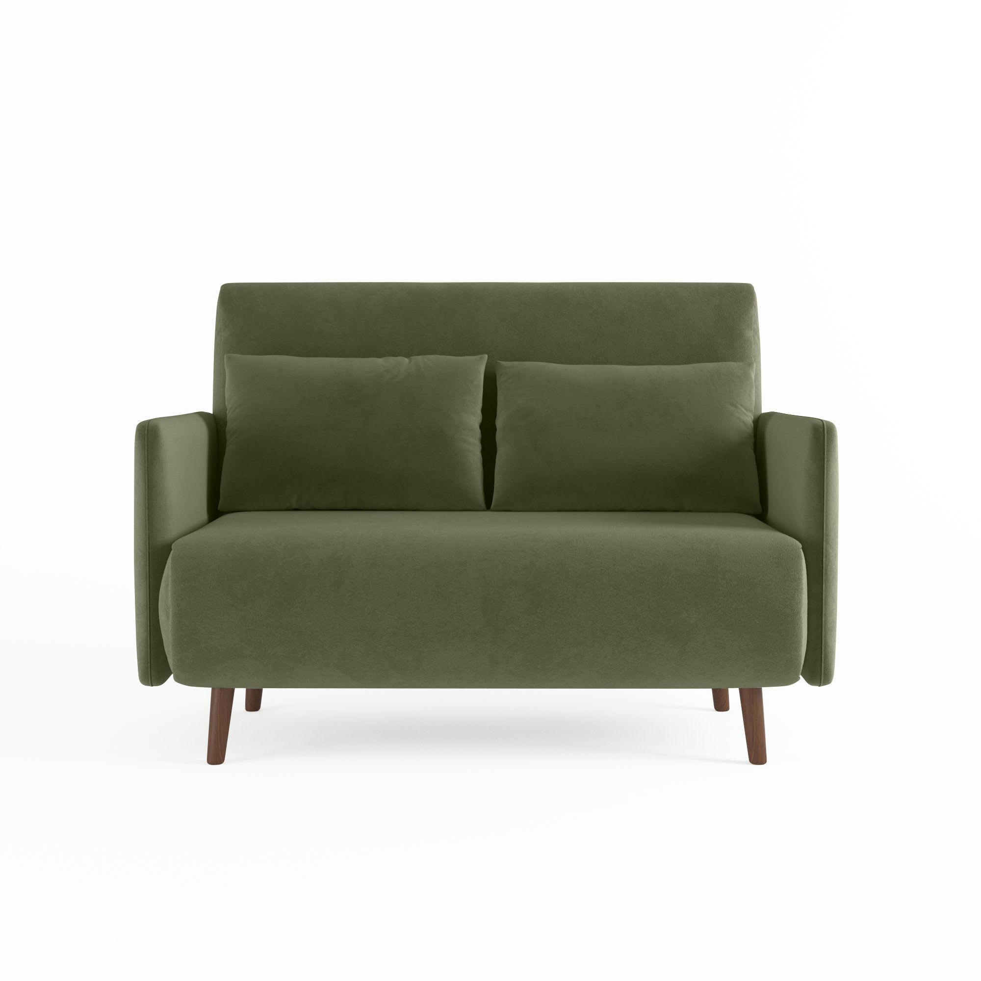 OLYMPIA - Canapé-lit 2 places en velours vert forêt