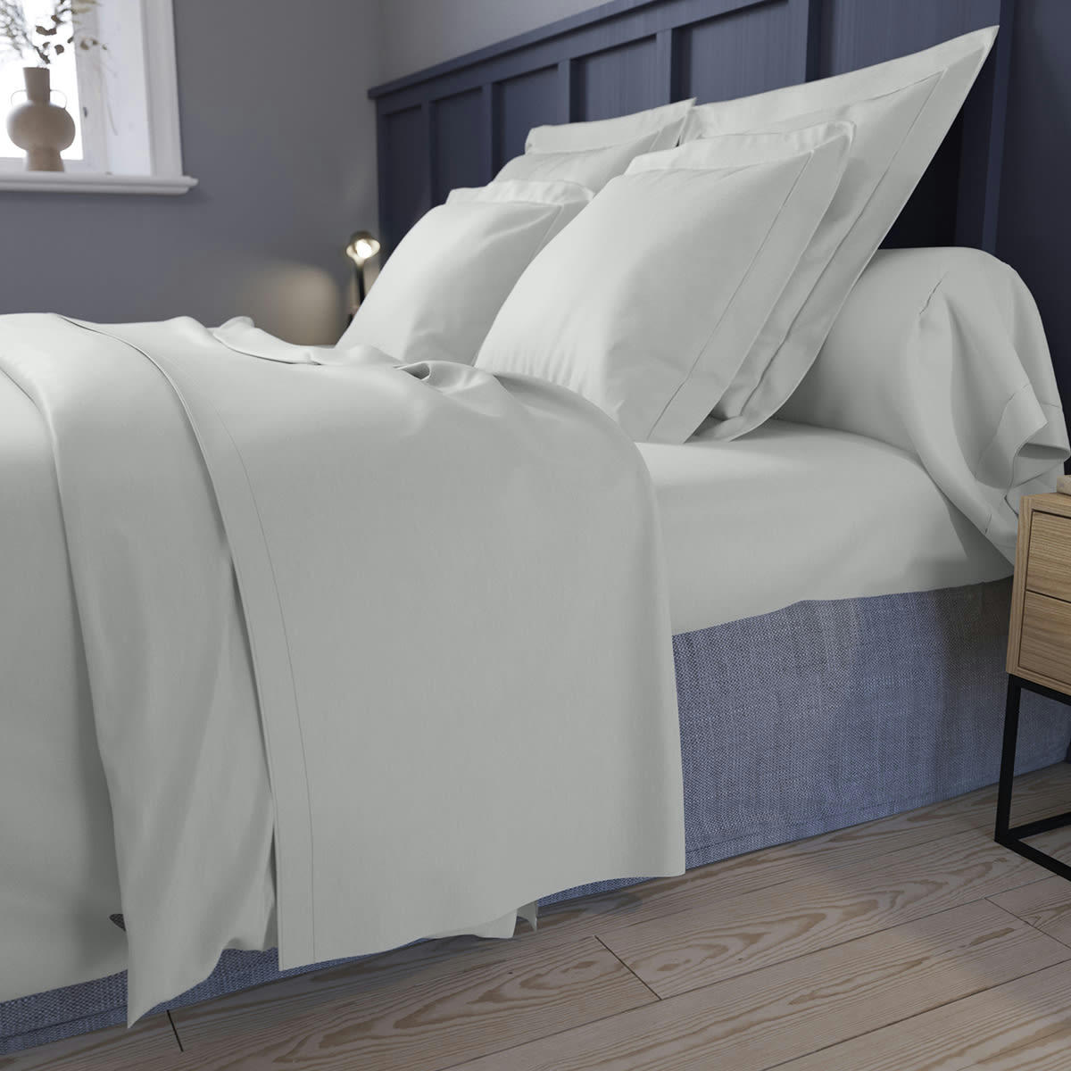PARTITION - Drap plat   Satin de coton Coloris Acier 180x290 cm - DODO