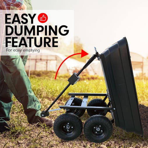 NNEDPE Garden Dump Cart Dumper Wagon Carrier Wheel Barrow125L