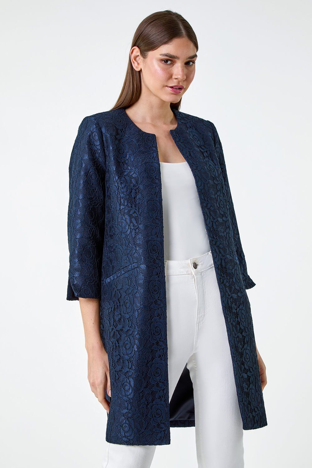 Roman Lace Longline Formal Jacket