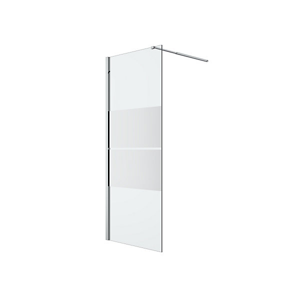 Paroi de douche à l'italienne fixe l.80 x H.195 cm, bandes miroir, profilés alu chrome, GoodHome Ledava
