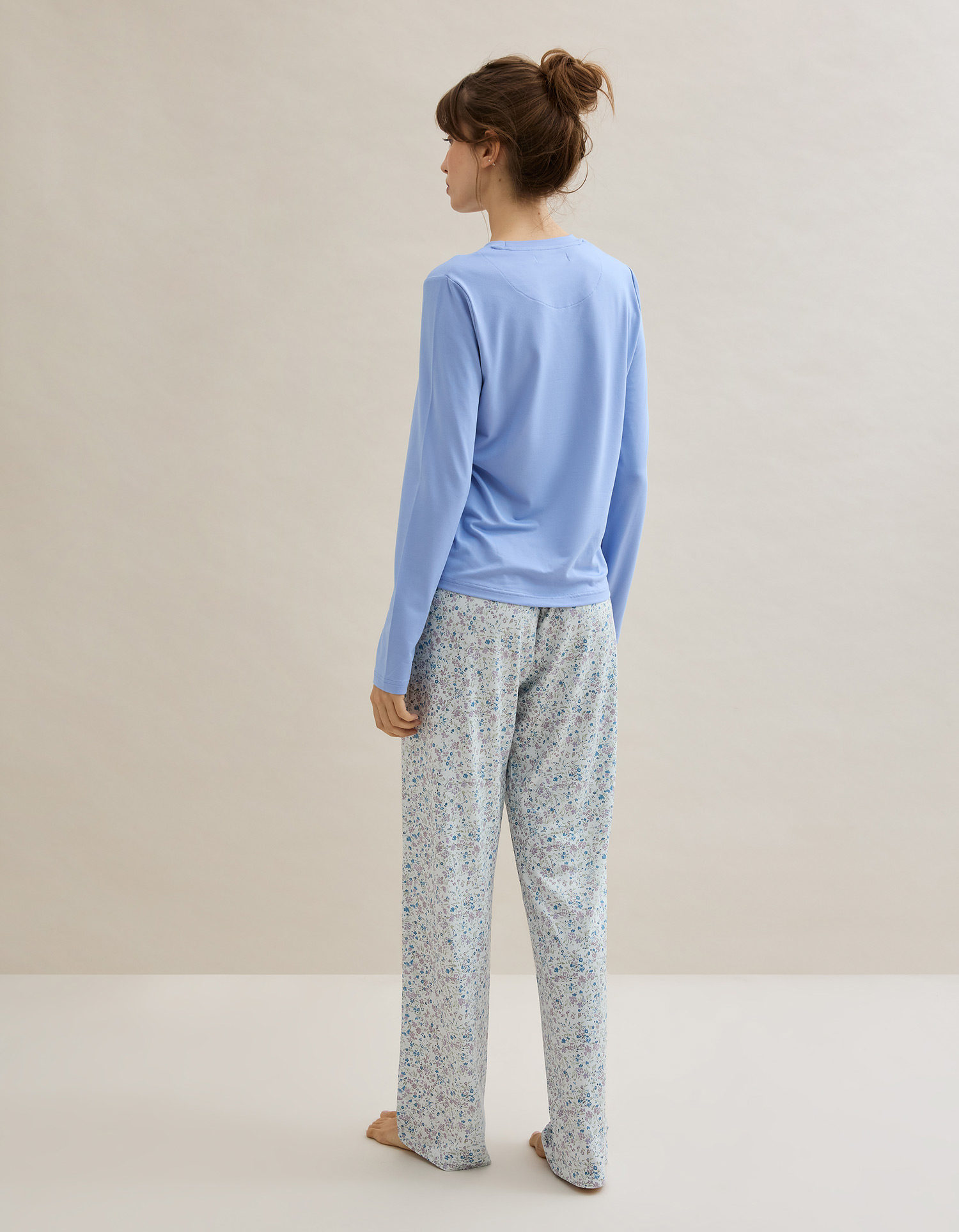 Pijama Flores, Mulher, Azul Claro