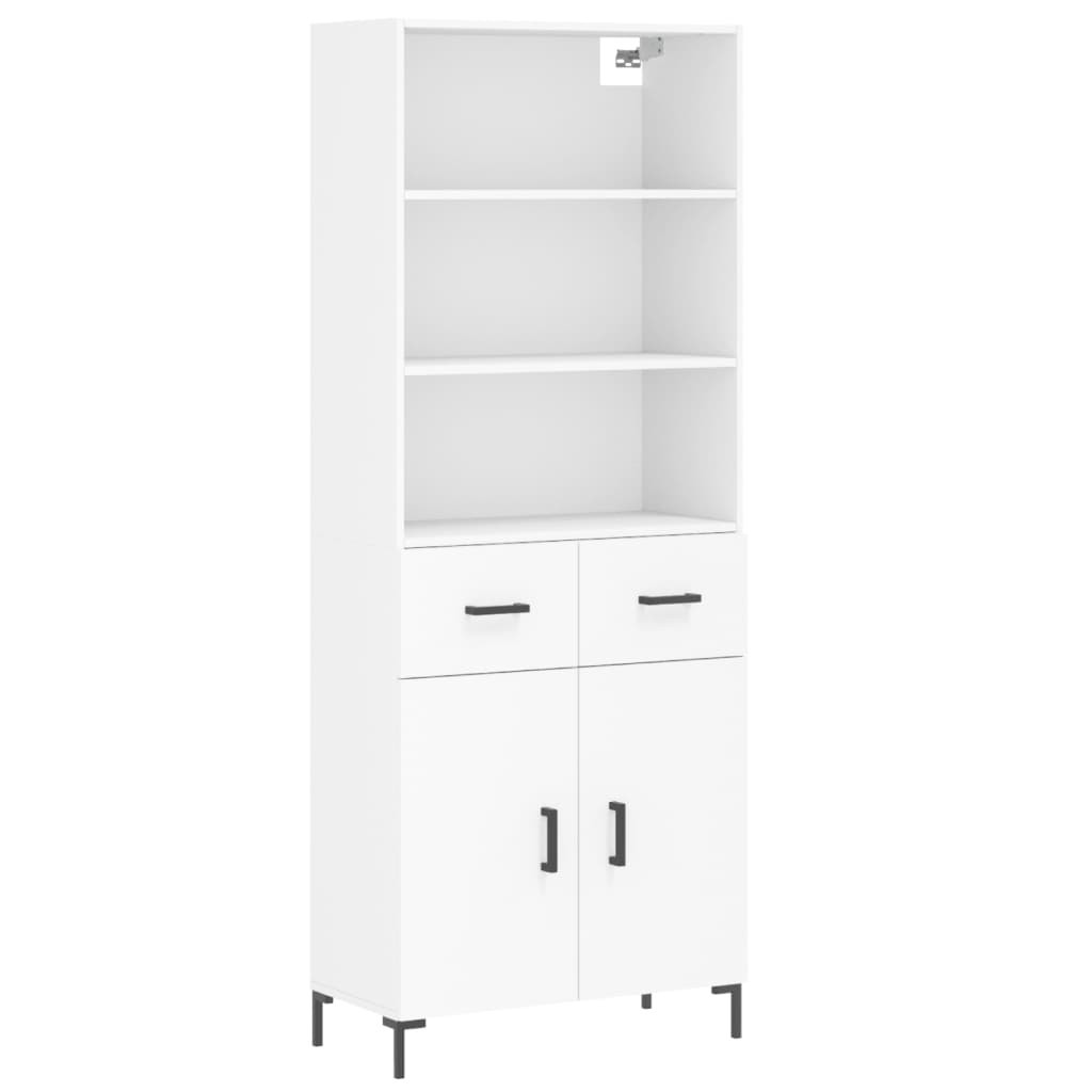 Szafka Regał Witrynka Biała z Drzwiami 69.5x34x180 cm do Salonu Pokoju