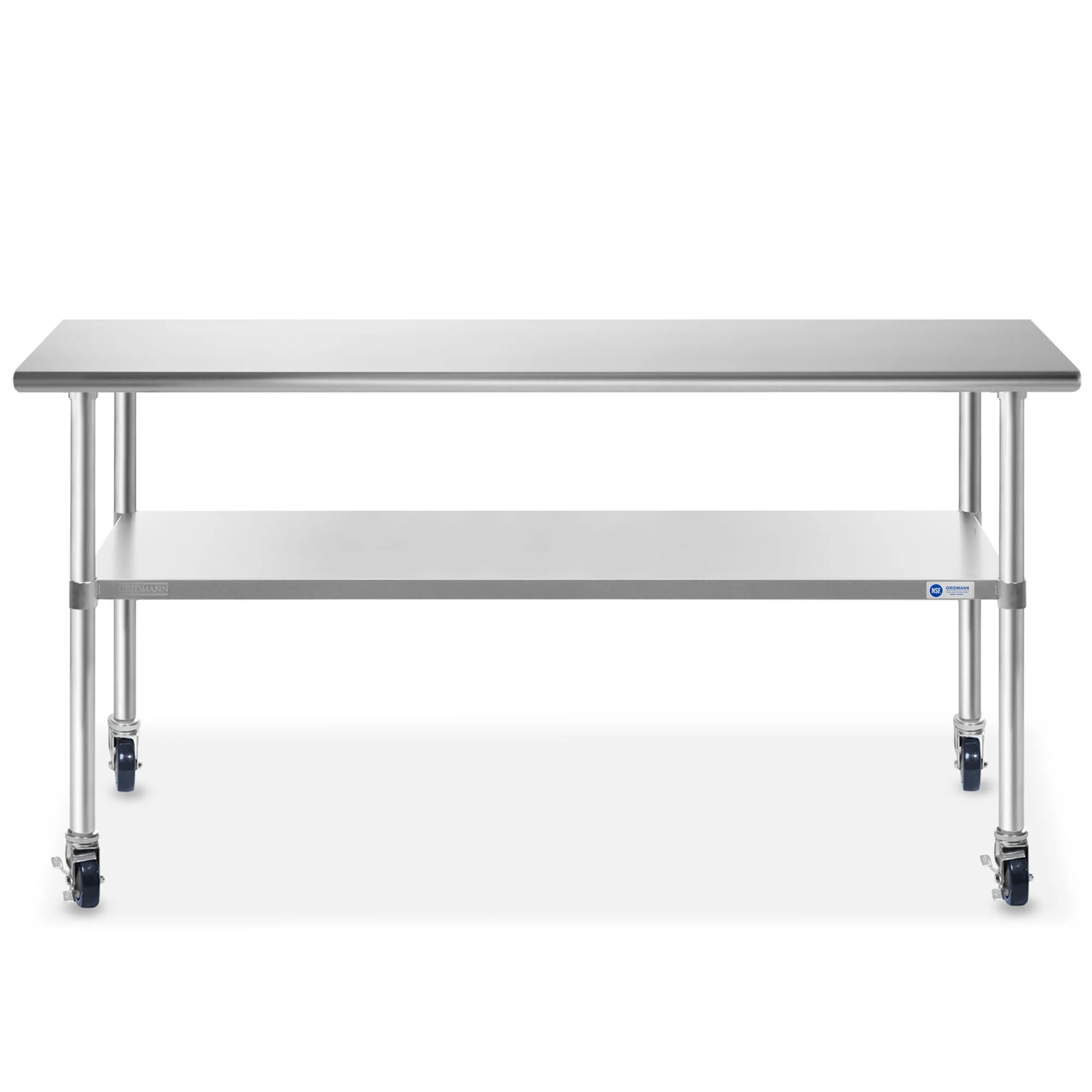 72 x 30in NSF Stainless Steel Prep Table with 4 Casters
