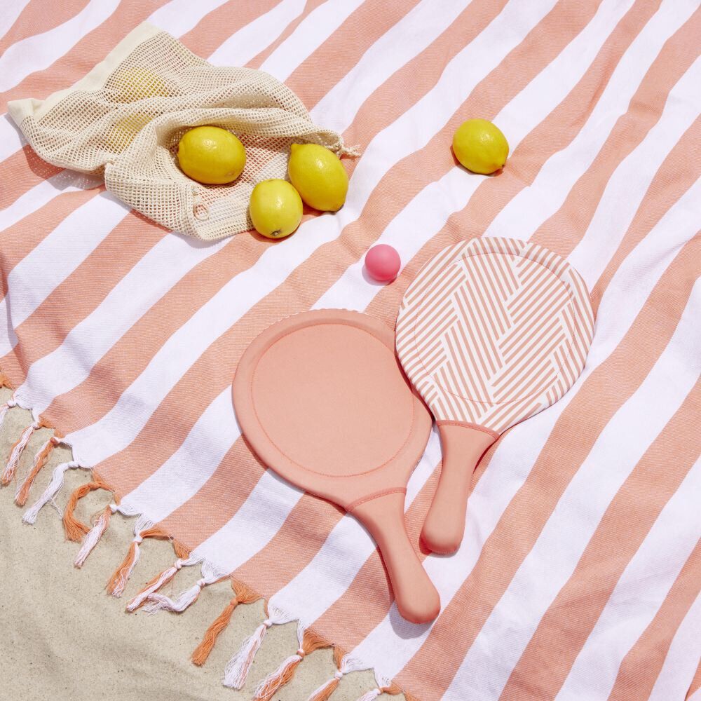 Raquette de plage x2   1 balle adulte plastique orange