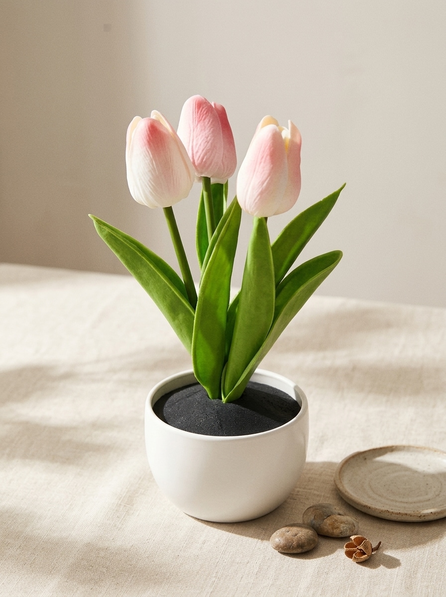 Dekoracyjne tulipany w doniczce