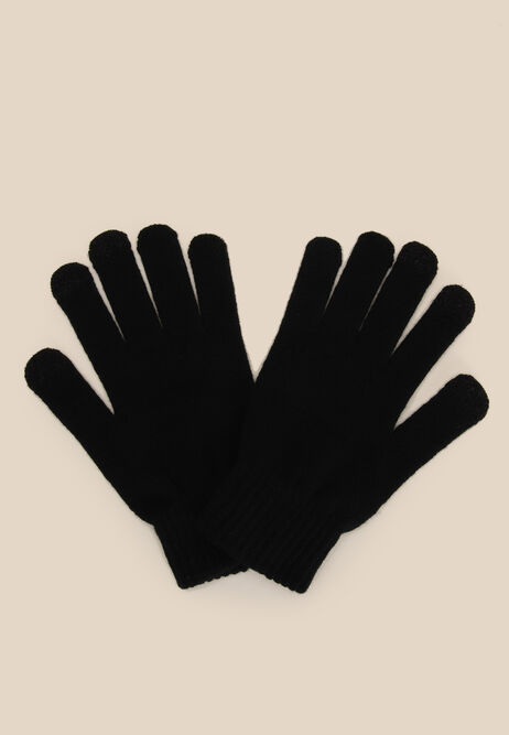 Mens Black Knit Touch Screen Gloves