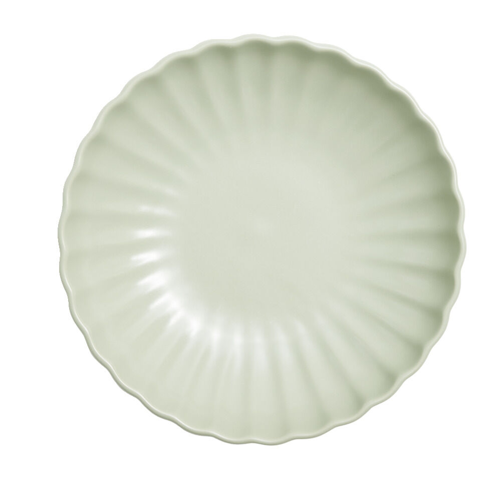 Assiette à soupe Venise rebord ondulé faïence vert sauge Ø20cm