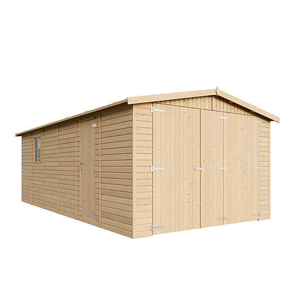 GARAGE en bois Naturel - H222X616x324 cm/18 m² - M102 - Timbela