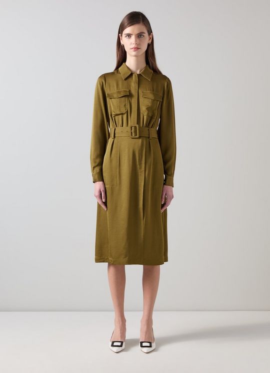 Newton Olive Utility Crepe Dress