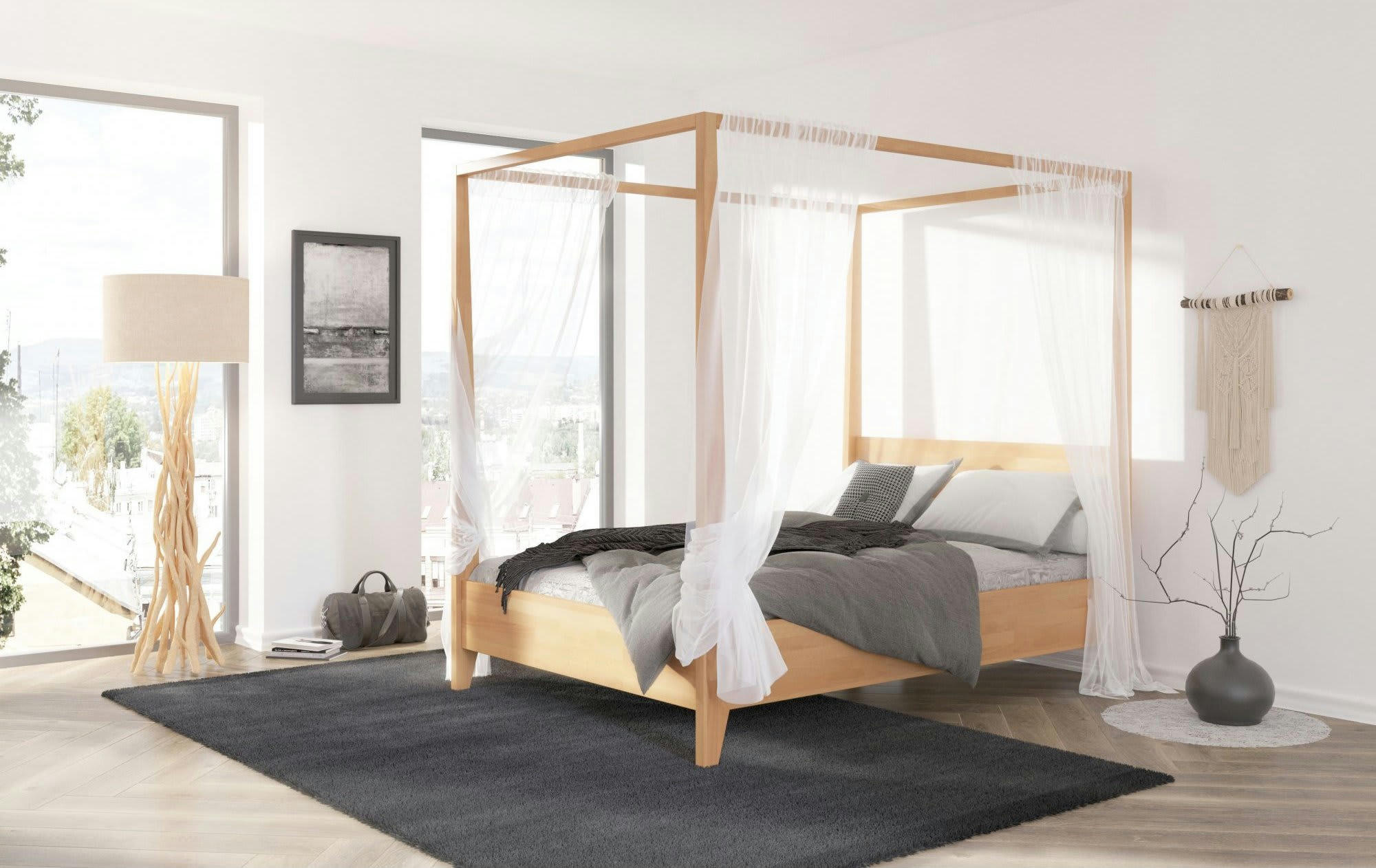 CANOPEE - Lit baldaquin canopee hêtre Bois Bois clair