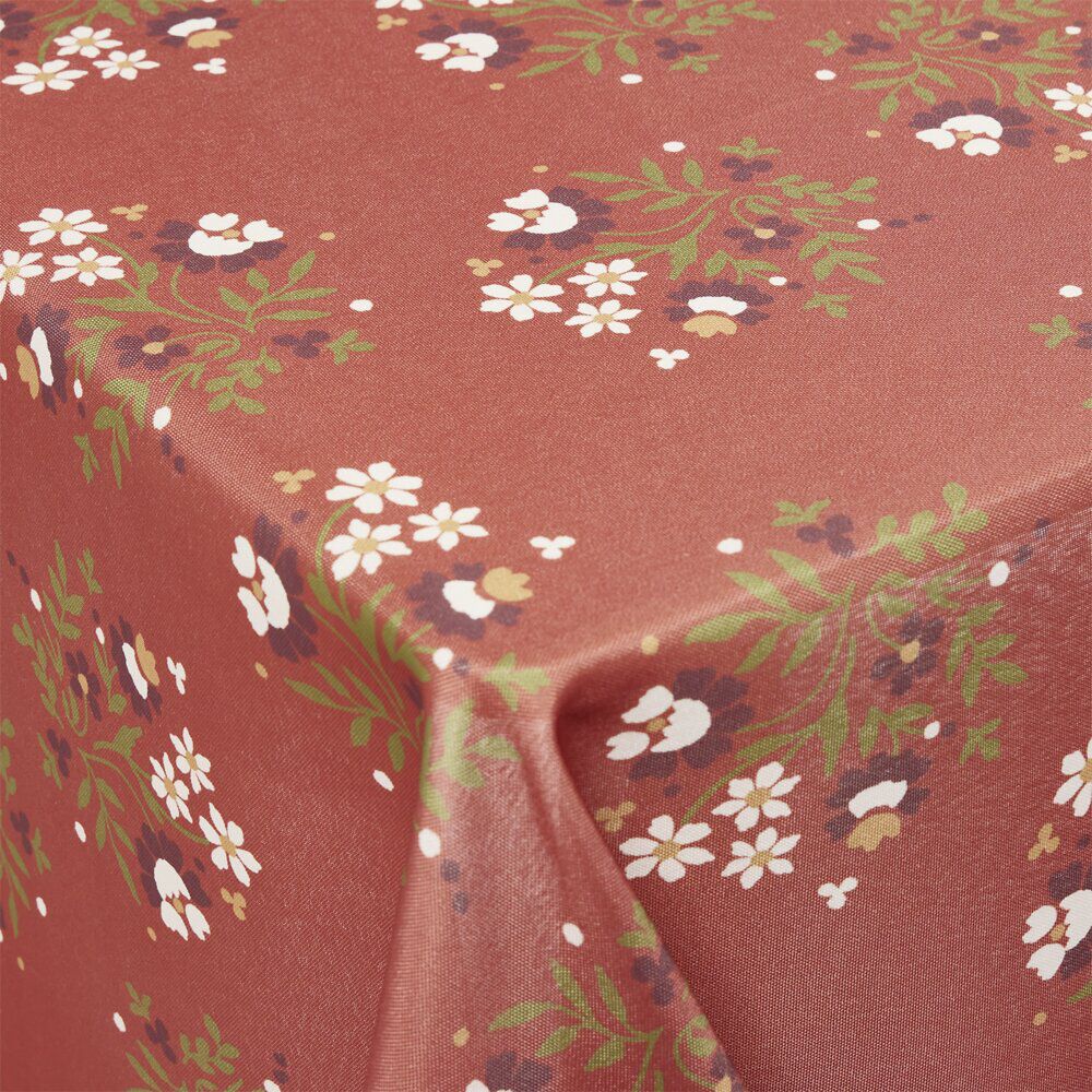 Nappe rectangulaire polyester motif floral orange 150x250cm