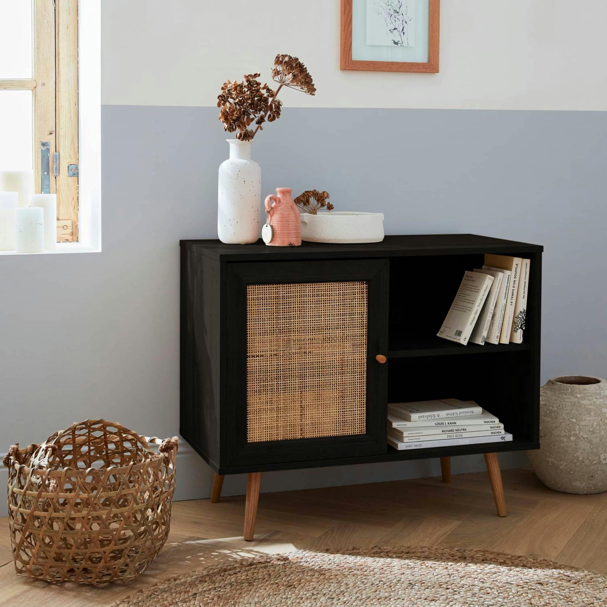 BOHÈME - Meuble de rangement en cannage noir