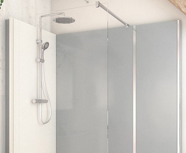 Cabine de douche à l’italienne l.80 x L.170 x H.218 cm – effet ciment, receveur de plain-pied, Elmer Serenity