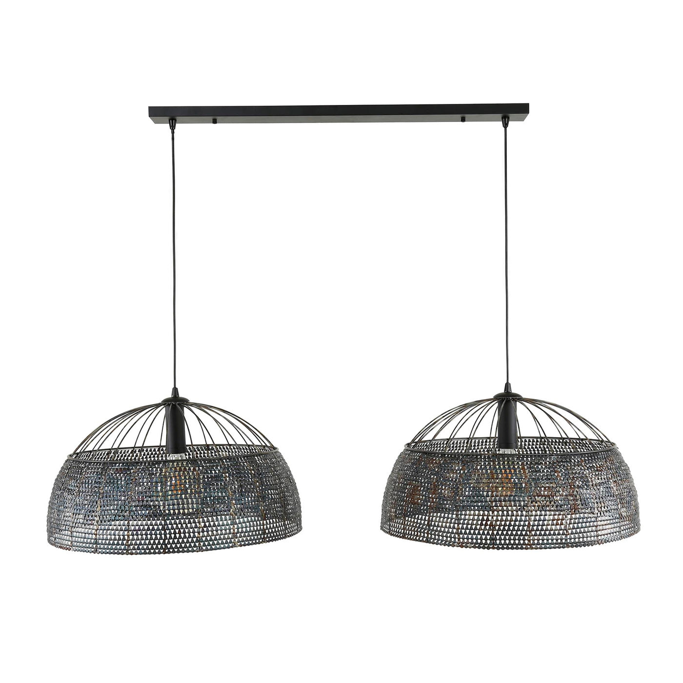 Giga Meubel Hanglamp Armor - Zwart/Bruin - 2-Lichts - 140x150x60cm