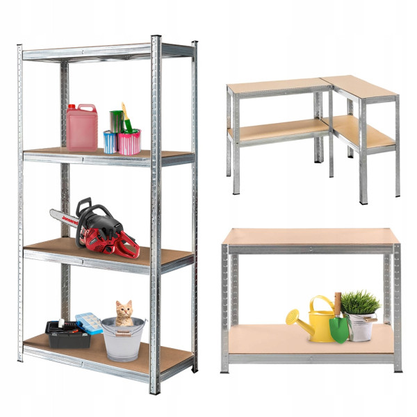 Regał Metalowy Magazynowy 180X90X40 Cm 2W1 4 Półki Garażowy 700 Kg Mega-M