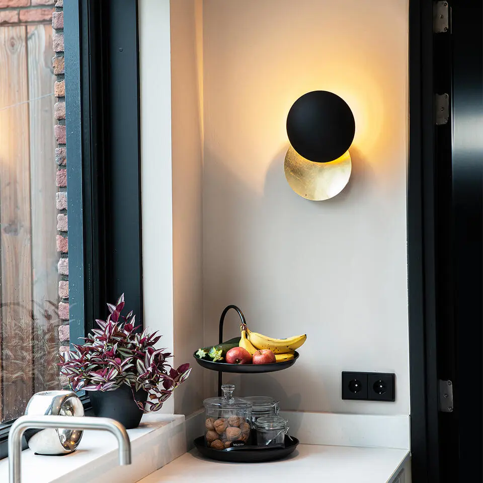 Qazqa wandlamp sunrise zwart g9