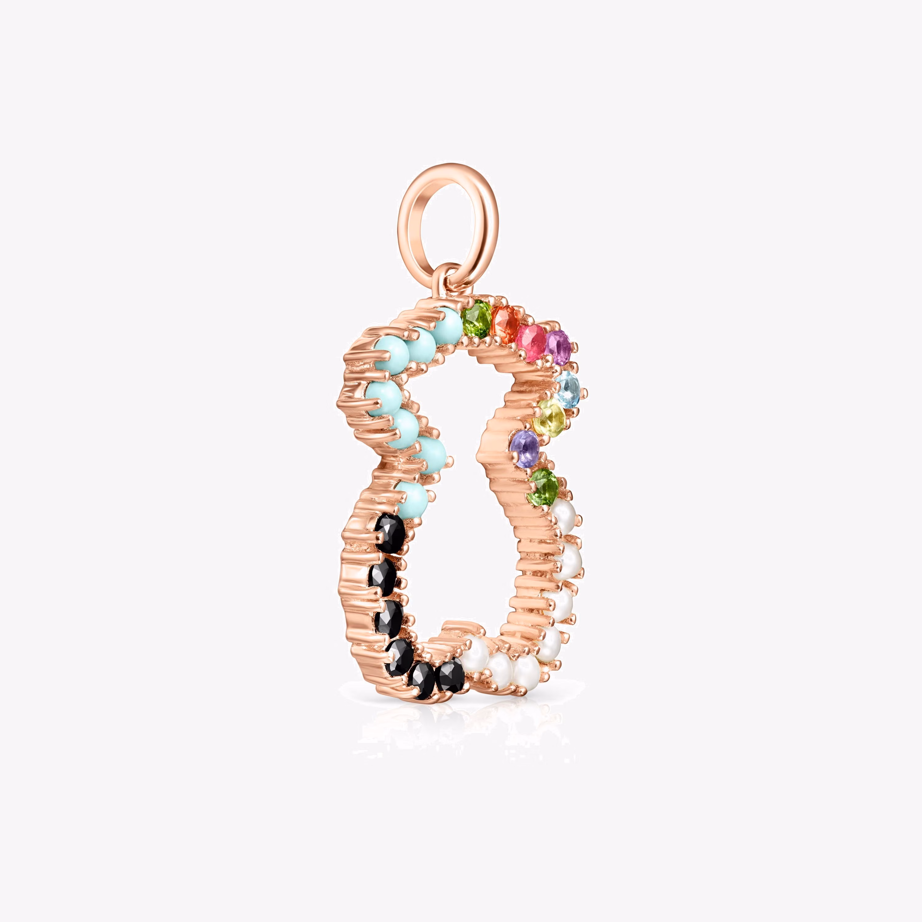 Colgante oso con baño de oro rosa 18 kt sobre plata y gemas Straight