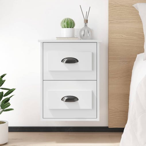 NNEVL Wall-mounted Bedside Cabinets 2 pcs White 41.5x36x53cm