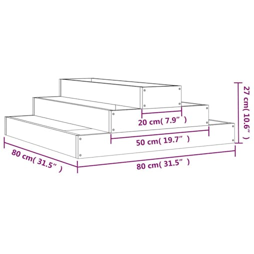 NNEVL Planter Grey 80x80x27 cm Solid Wood Pine