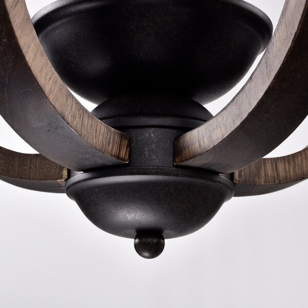Rustic Brown Wood Chandelier 3-Light Farmhouse Pendant Light