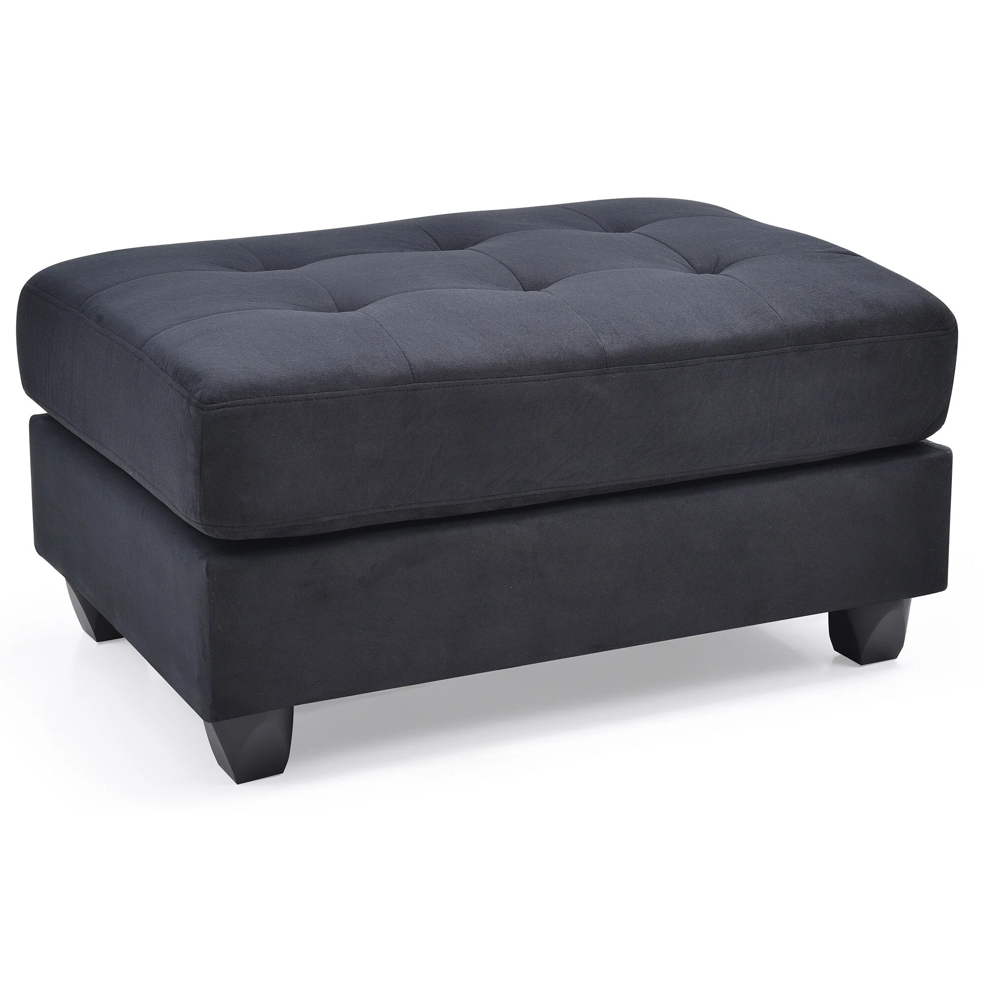 Upholstered Tufted Ottoman - 38 - Black