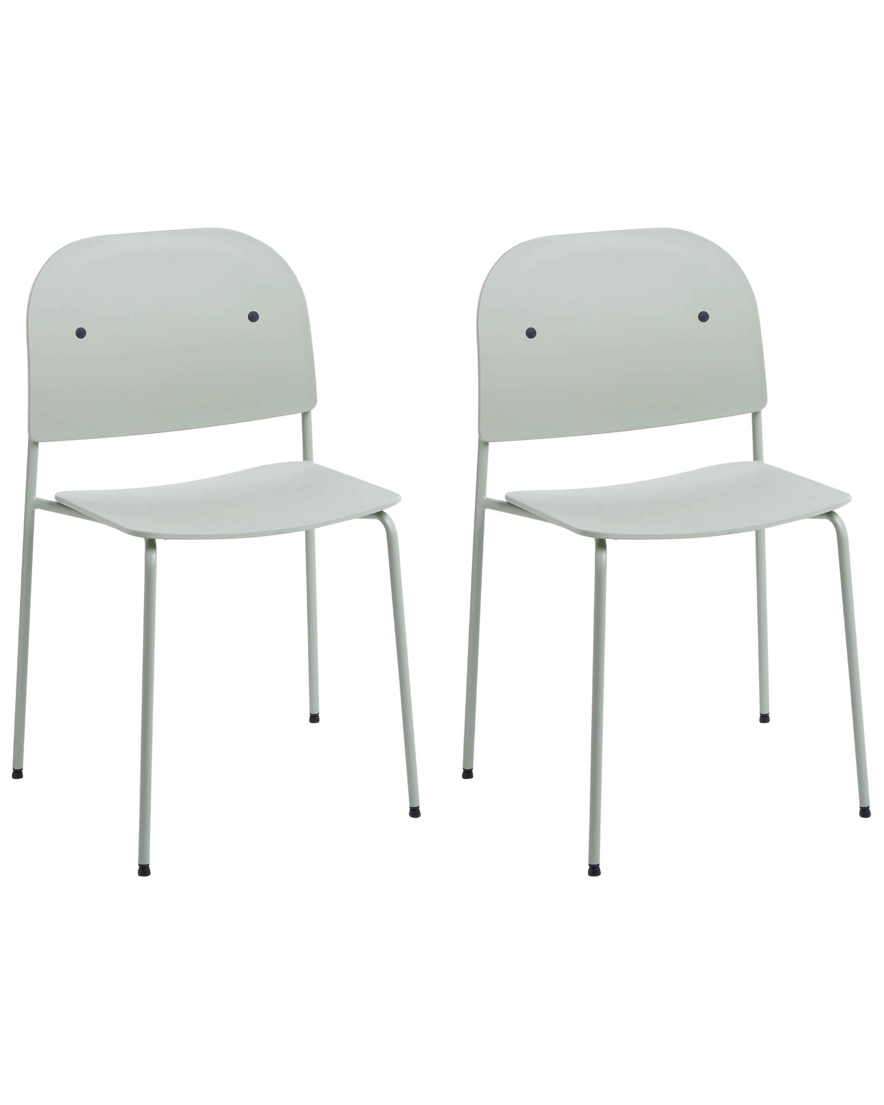Set of 2 Dining Chairs WINDUST Metal Mint Green