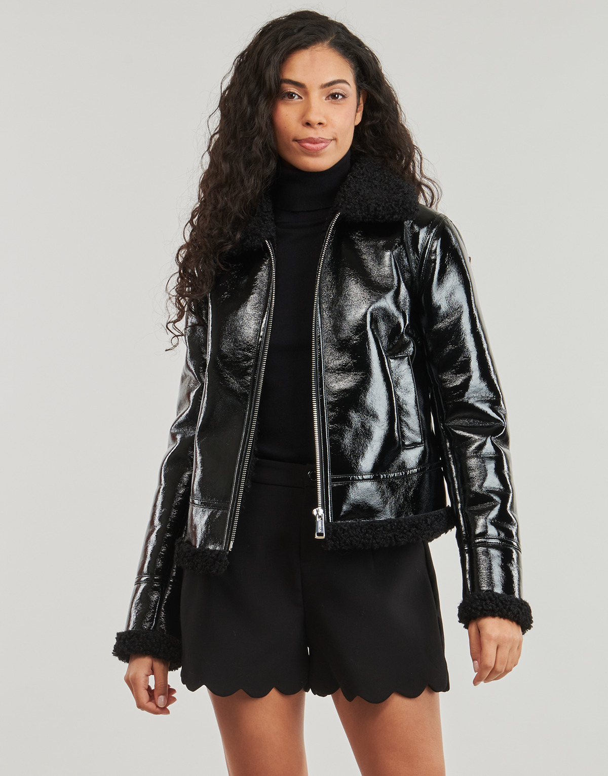 Guess - LS ANDREA FAUX SHEARLING JKT - Black