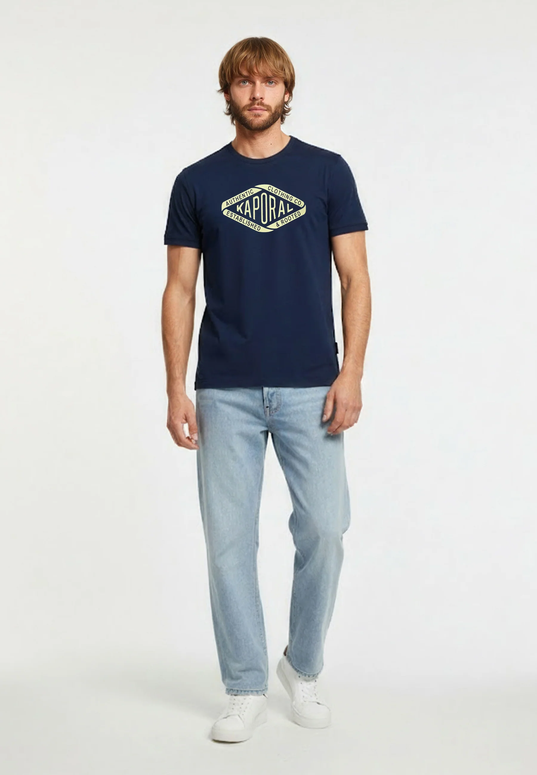 T-shirt manches courtes regular bleu marine coton RAZ