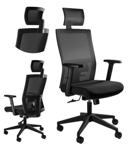 Fotel biurowy ergonomiczny TASK czarny siatka/tkanina